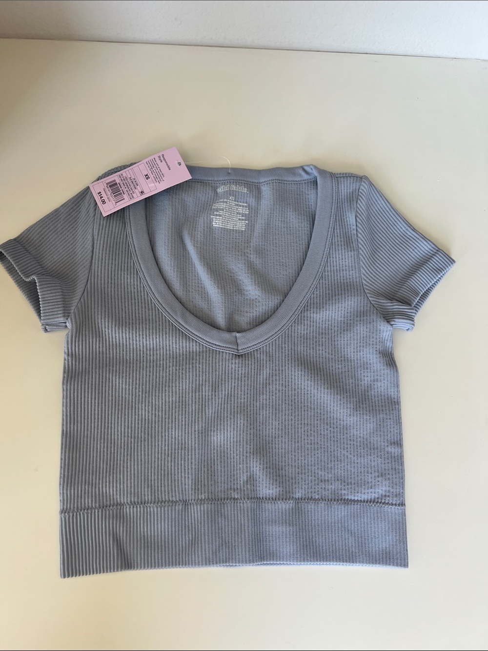wild fable Ribbed Scoop Neck Crop Top — Light Blue